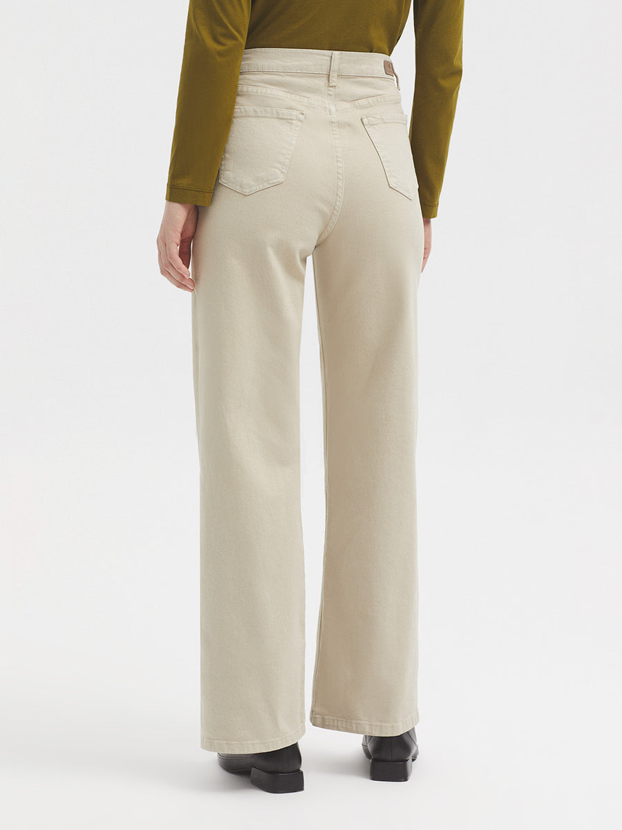 Straight Leg Twill Pant in Dark Ecru Colour.