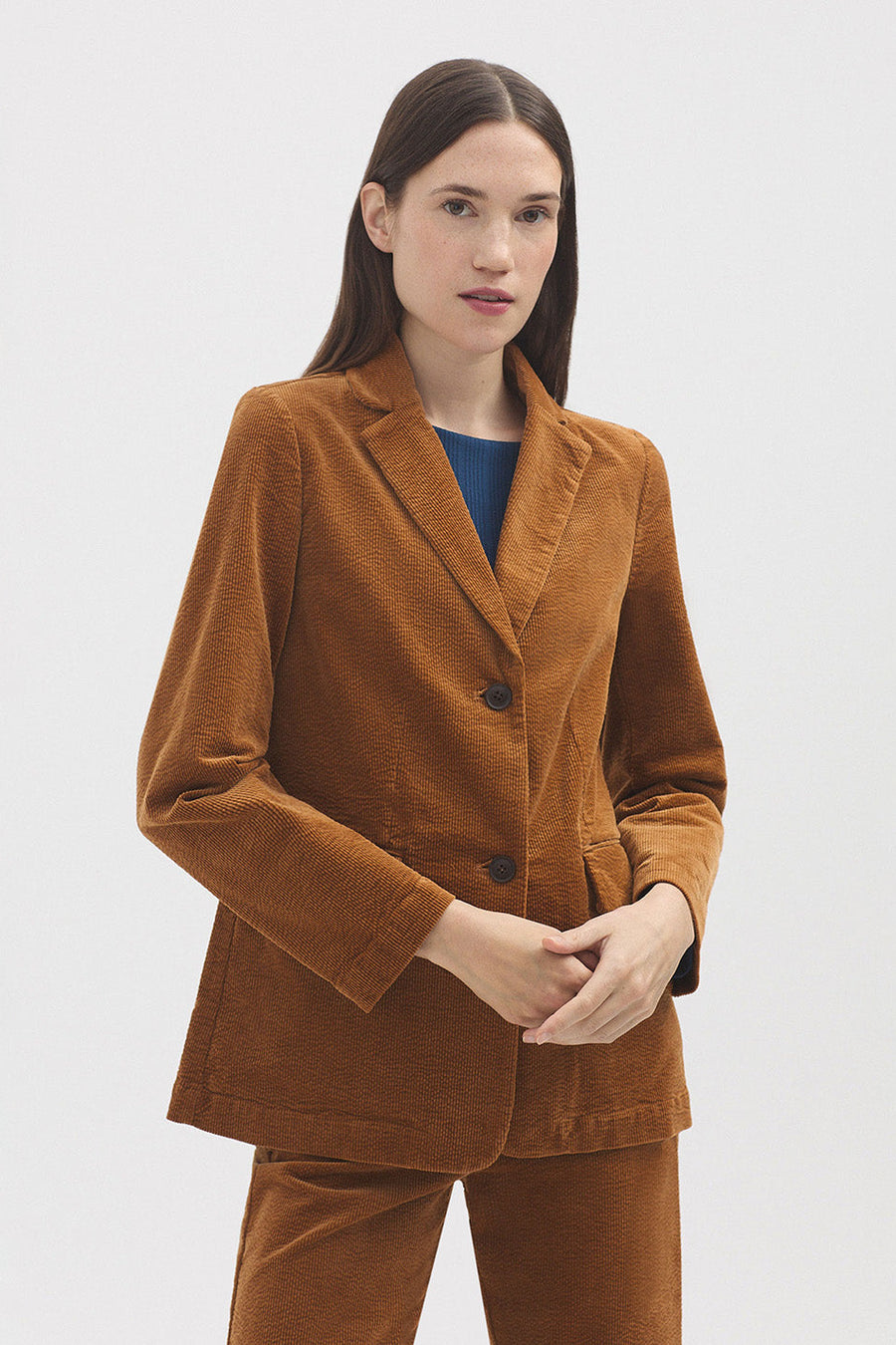 Rich Tan coloured blazer in cord fabric. 