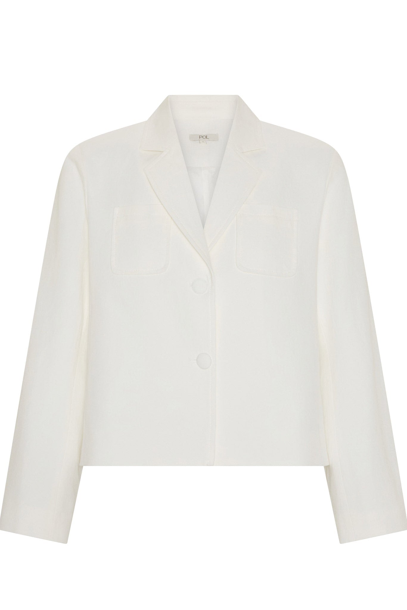 White cropped blazer on a white background 