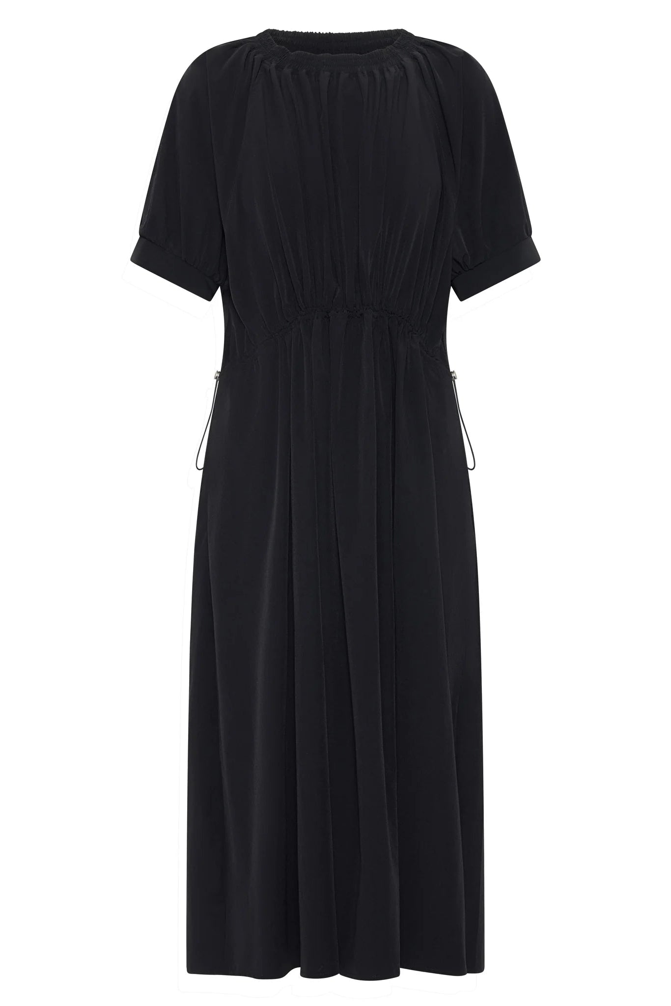 Black dress with short sleeves on a white background