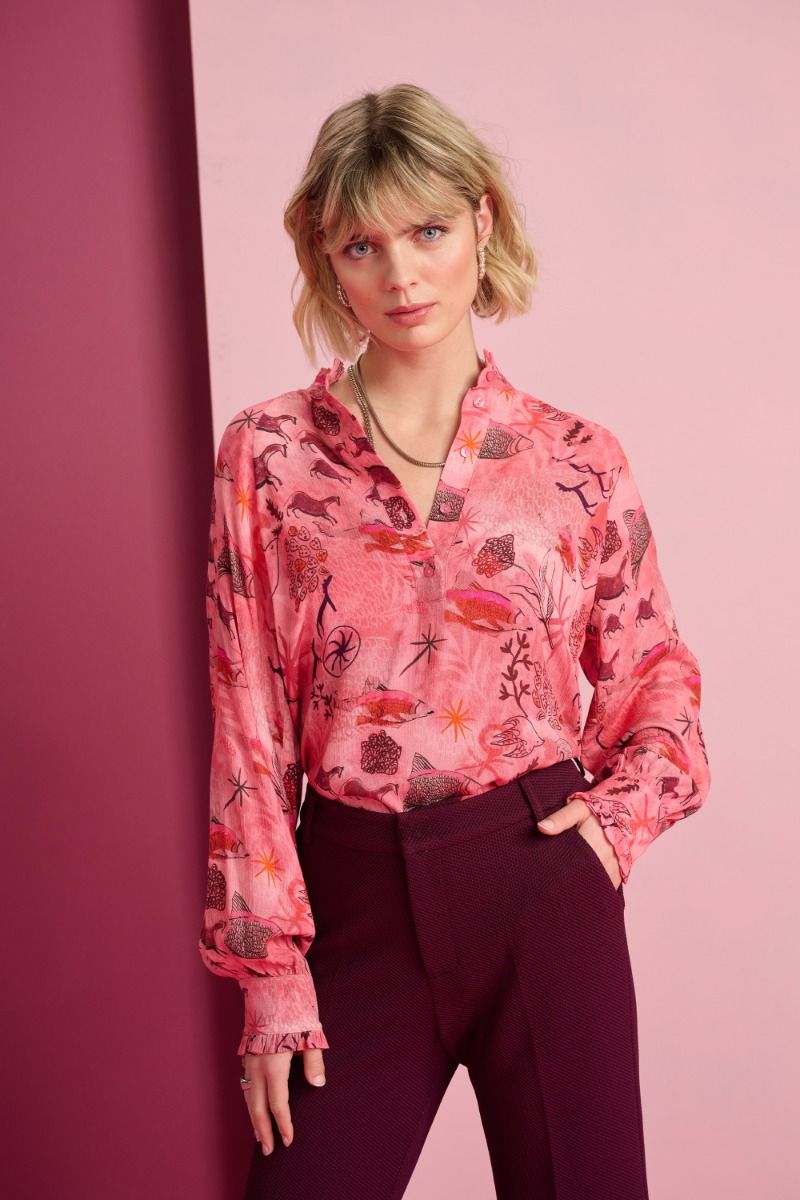 POM Amsterdam Printed Blouse - Fantastic Rose