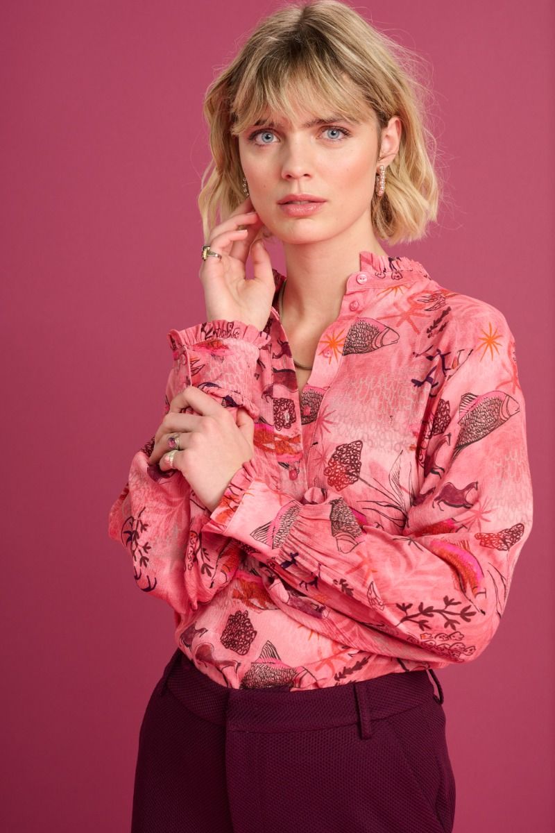 POM Amsterdam Printed Blouse - Fantastic Rose