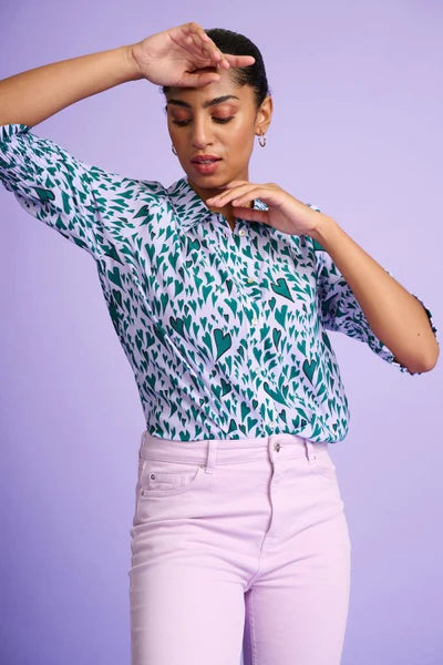 POM Amsterdam Milly Heart to Heart Lilac Blouse