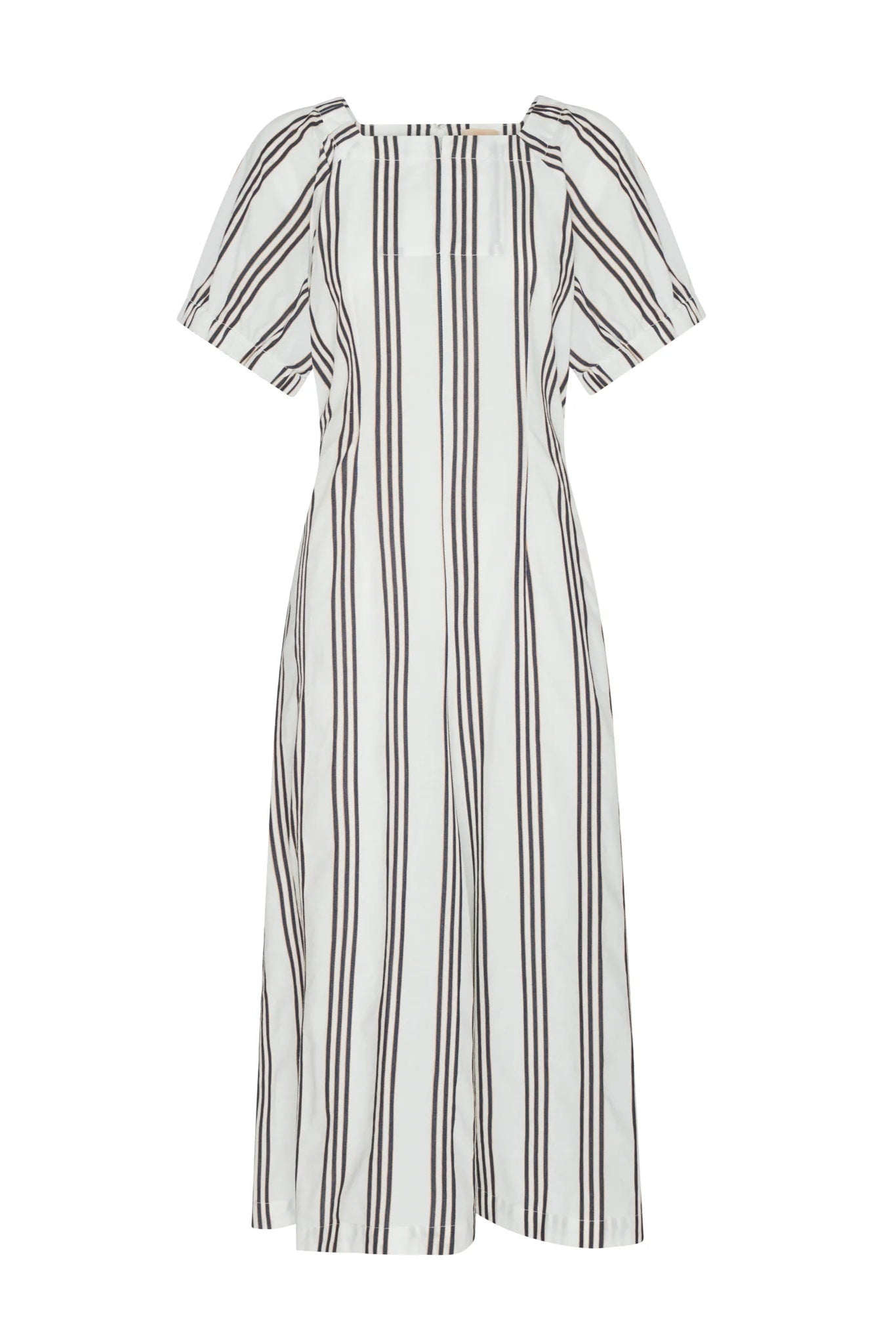 Striped dress with puff sleeves on a white background