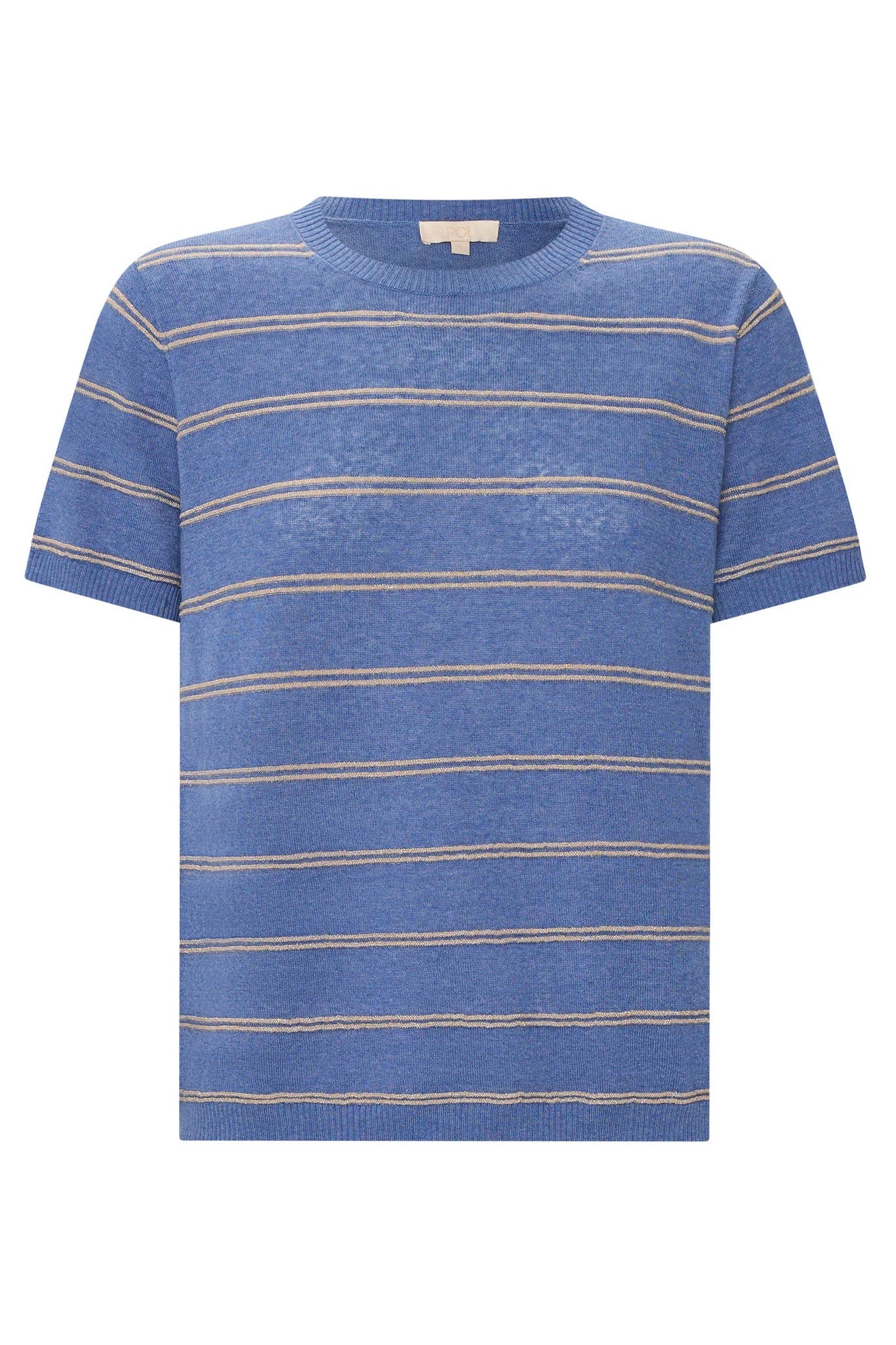 Blue striped t-shirt on a white background