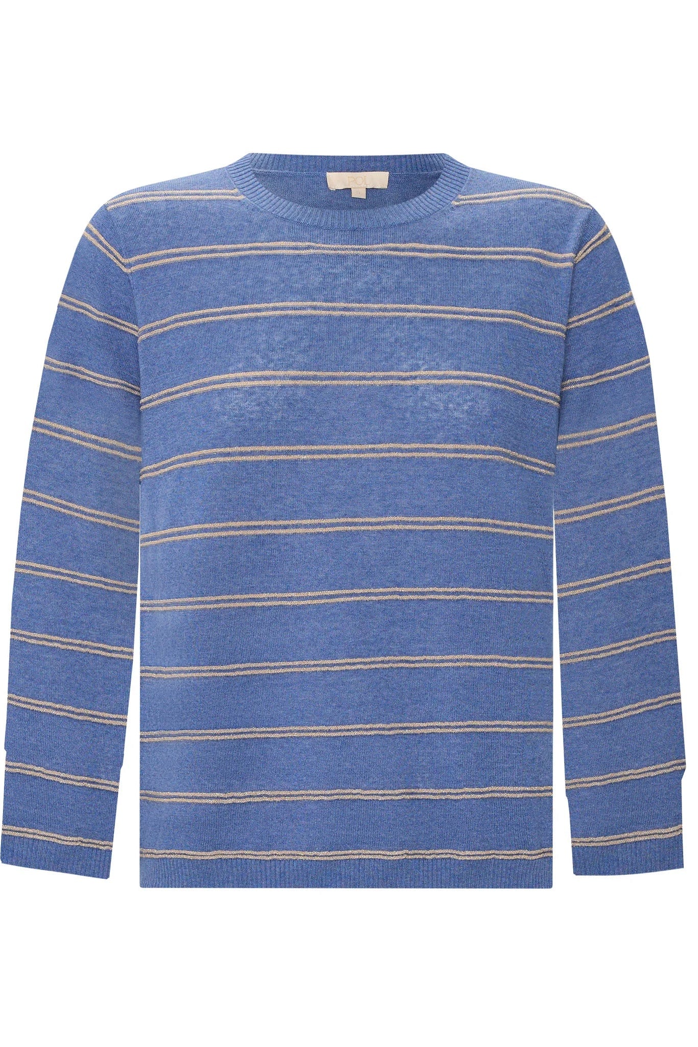 Blue striped sweater on a white background