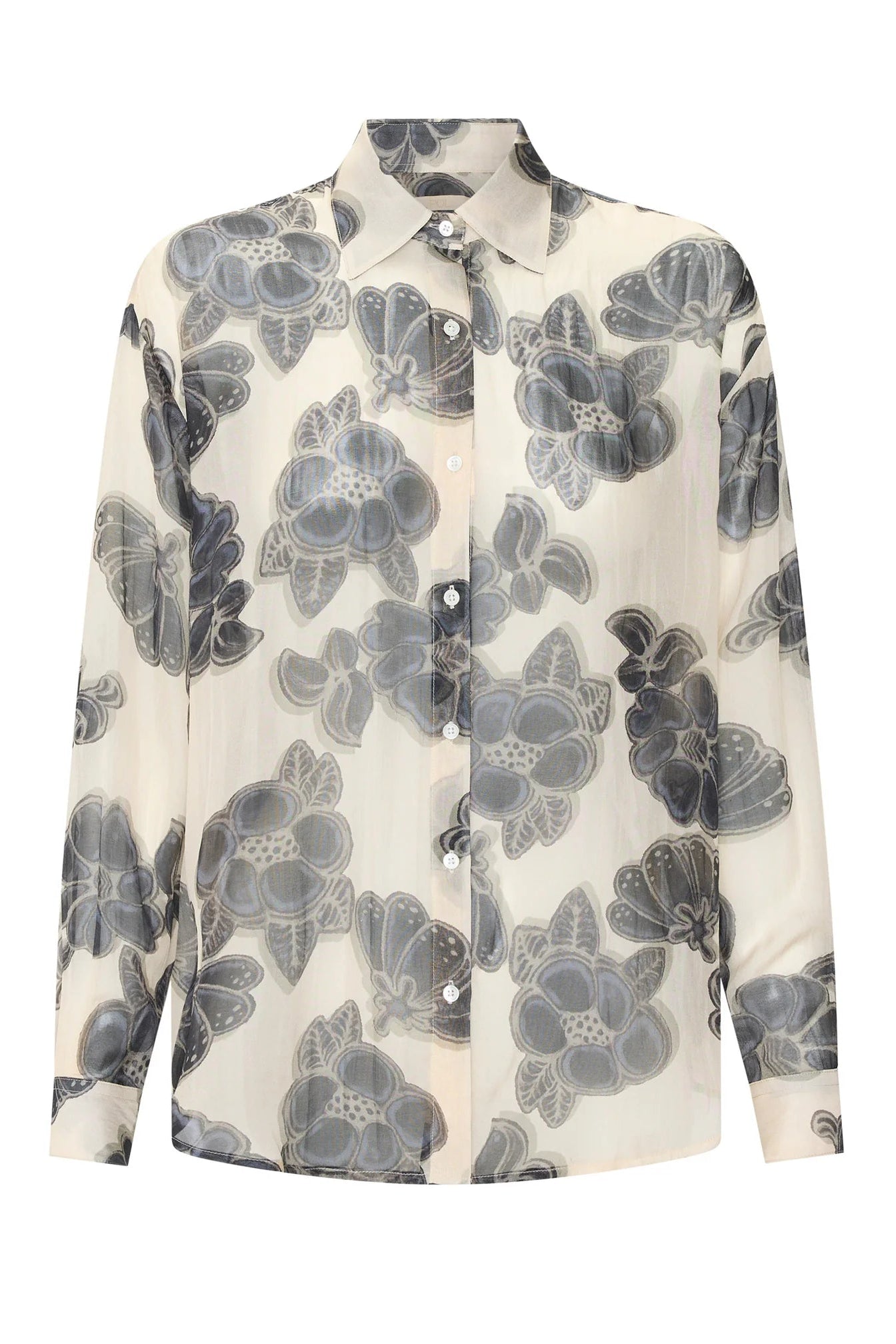 Floral patterned shirt on a white background