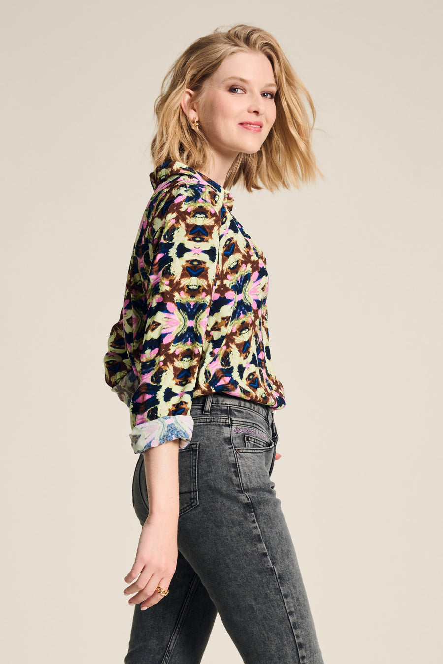 POM Amsterdam Mila Butterfly Blouse Sky