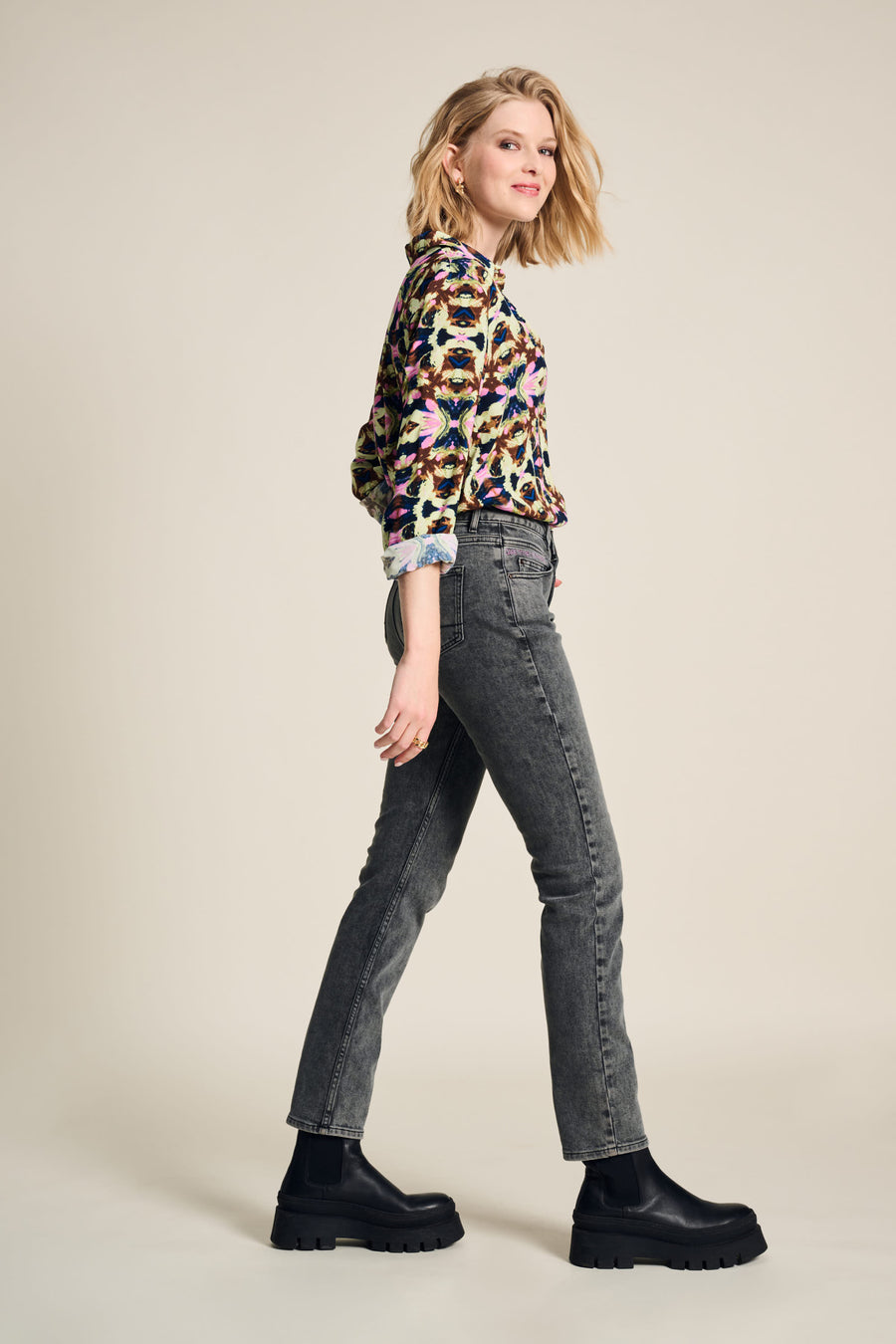 POM Amsterdam Mila Butterfly Blouse Sky