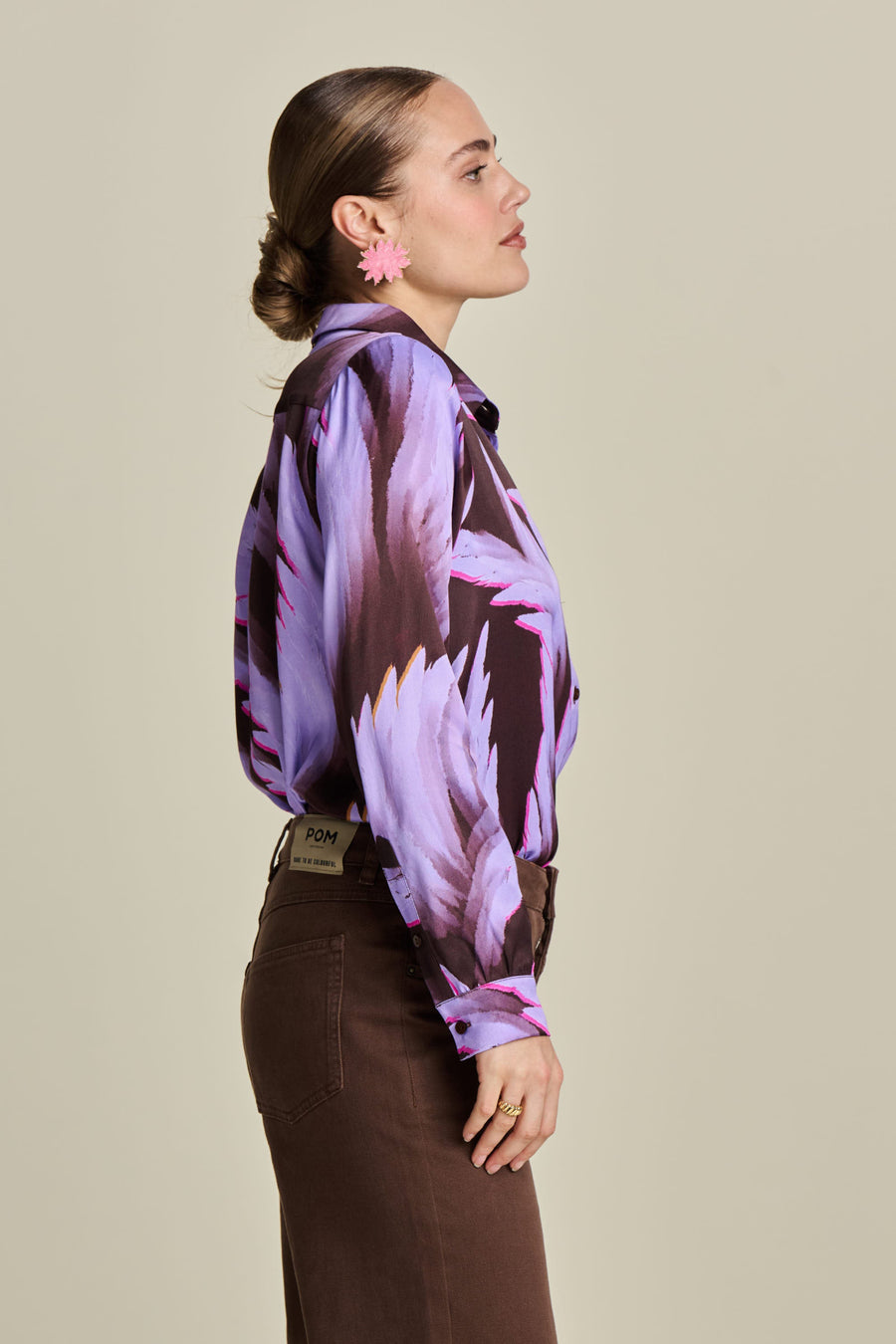 POM Amsterdam Mila Satin Feathers Blouse