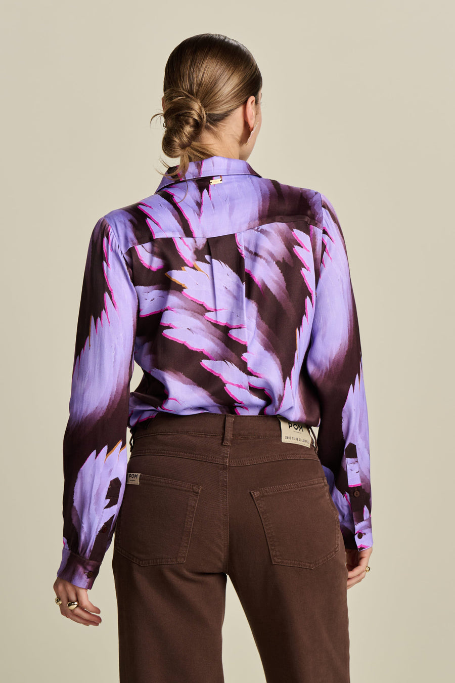 POM Amsterdam Mila Satin Feathers Blouse