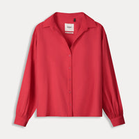 Vibrant Pink long sleeve shirt with slight shimmer in the fabric. 