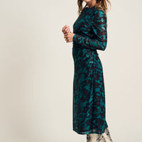 POM Amsterdam Camo Teal Mesh Dress