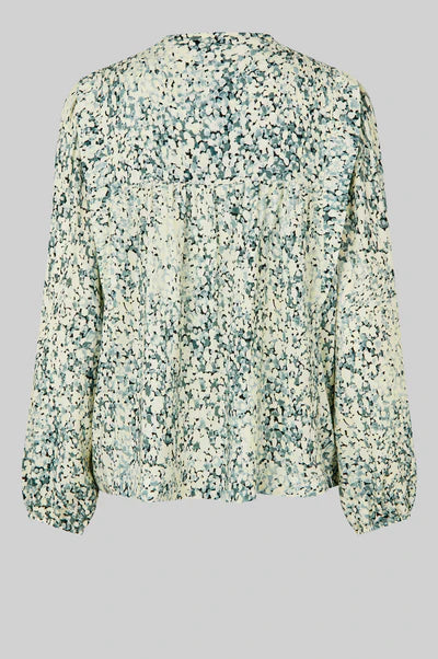 Long sleeve floral print blouse with Mandarin collar 