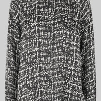 Long Sleeve shirt with round neckline and all over monochrome print. 