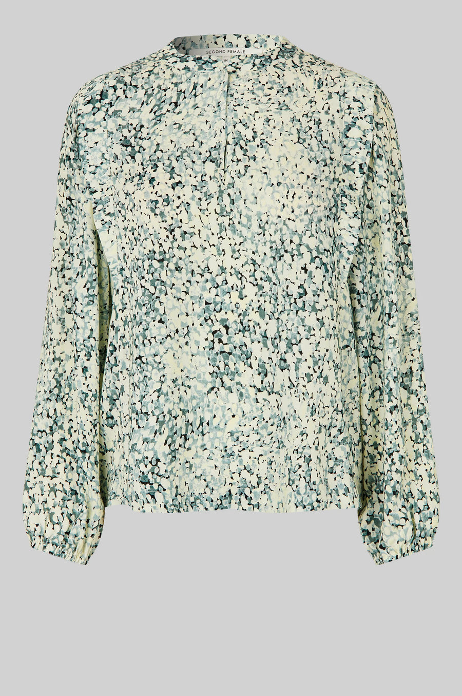 Long sleeve floral print blouse with Mandarin collar 