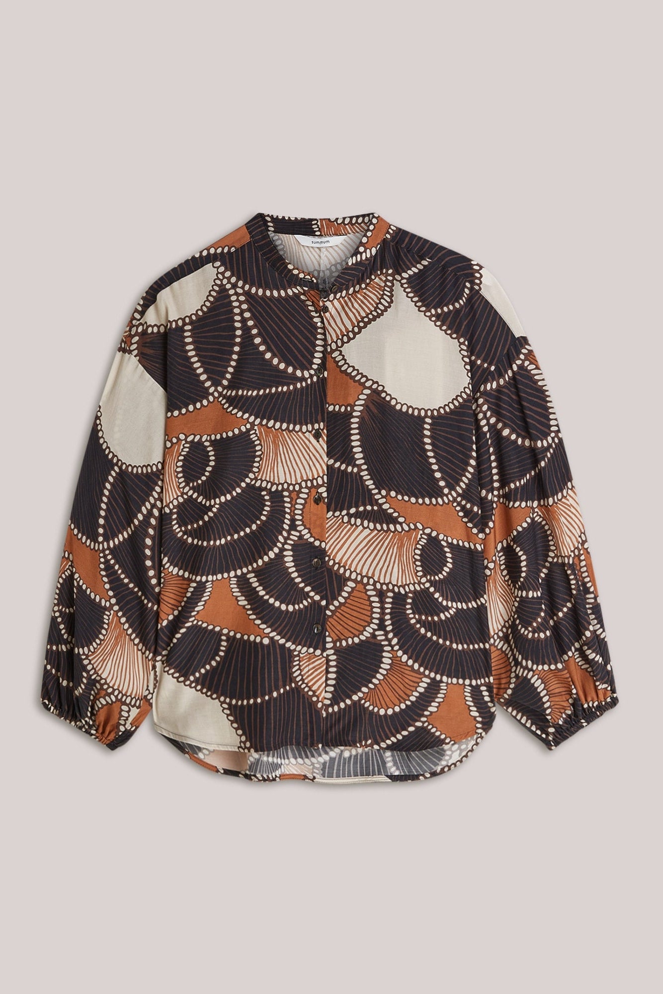 A multi colour long-sleeve patterned shirt on  plain background