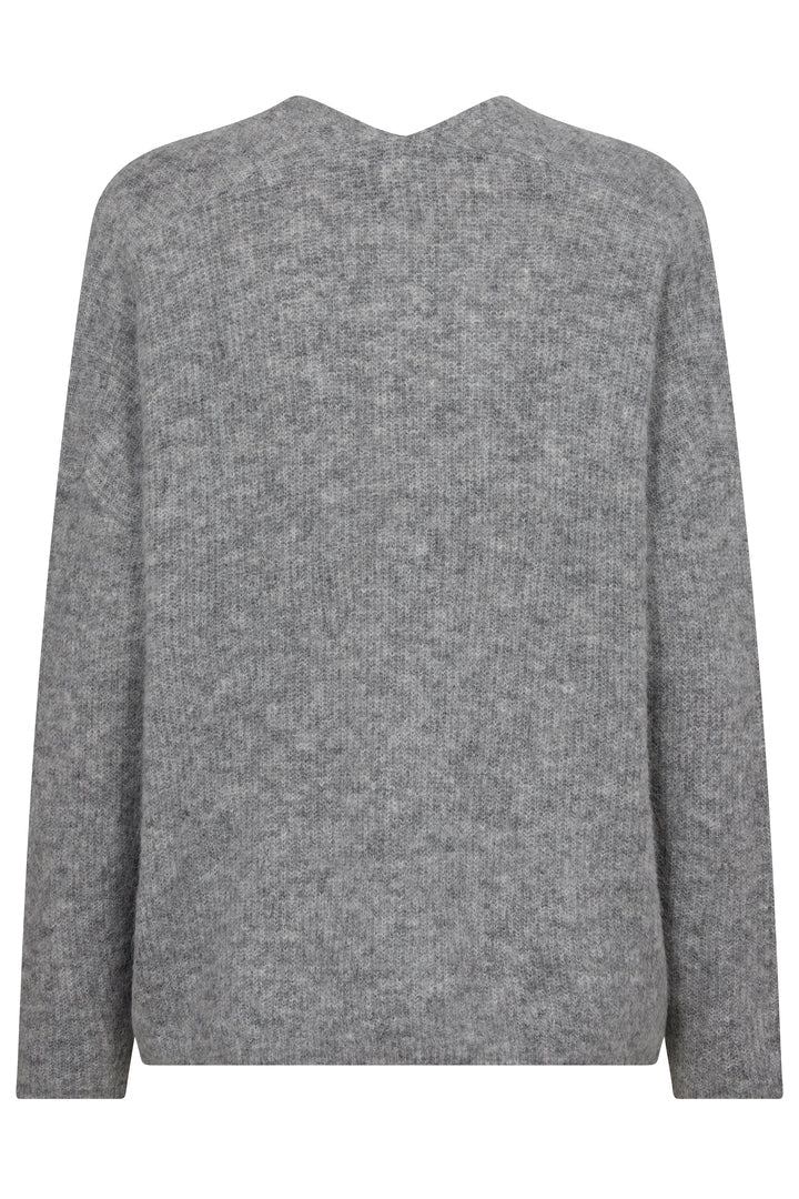 Mos Mosh Thora V Neck Grey Melange - Foss and Kruger 