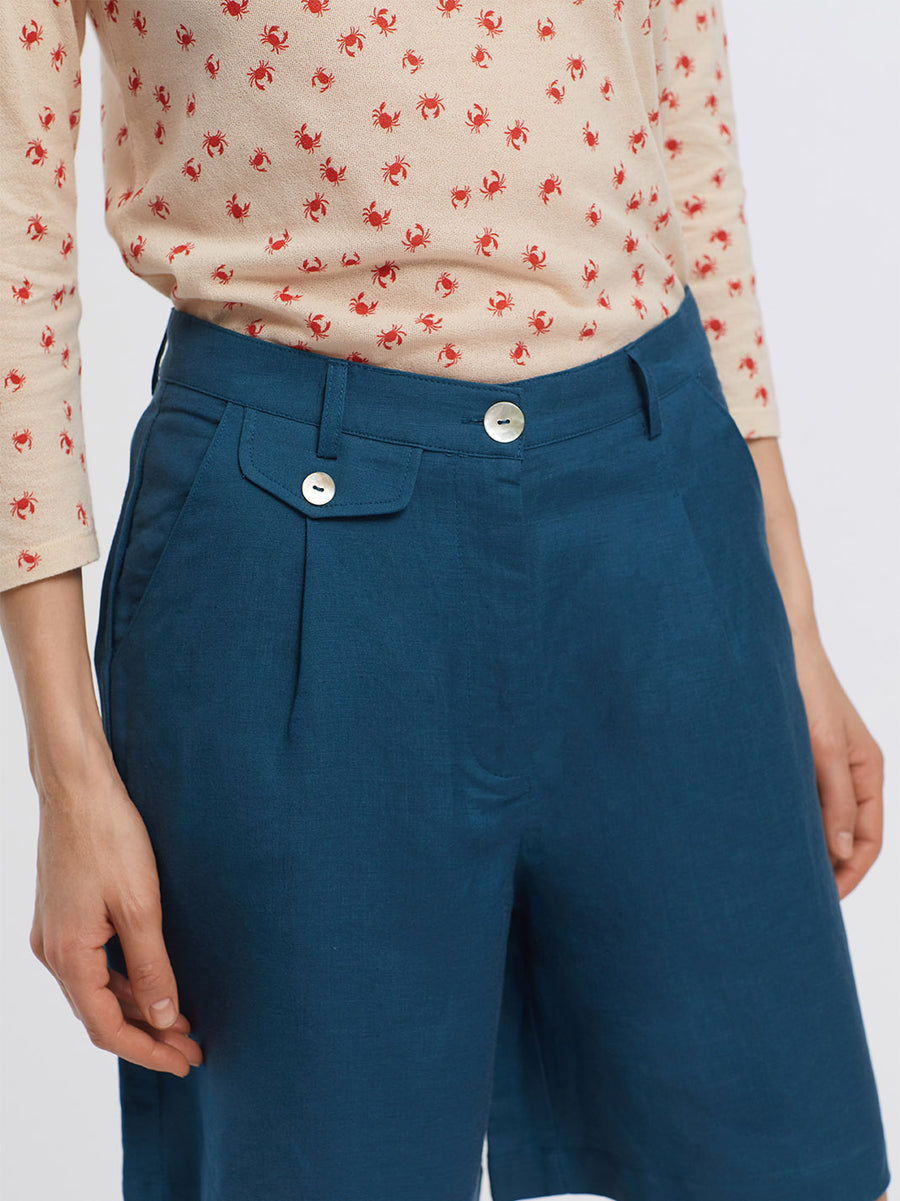 Nice Things Linen Short Peacock