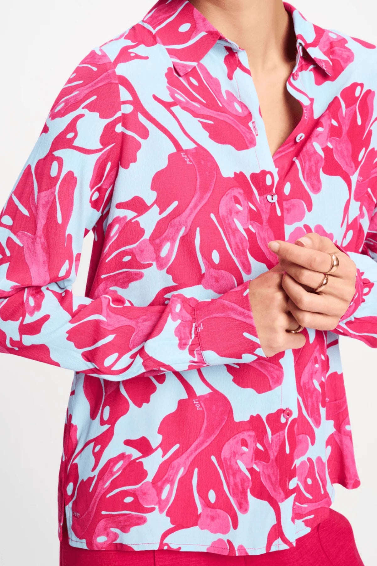 POM Mila Urgan Flora Blue Blouse