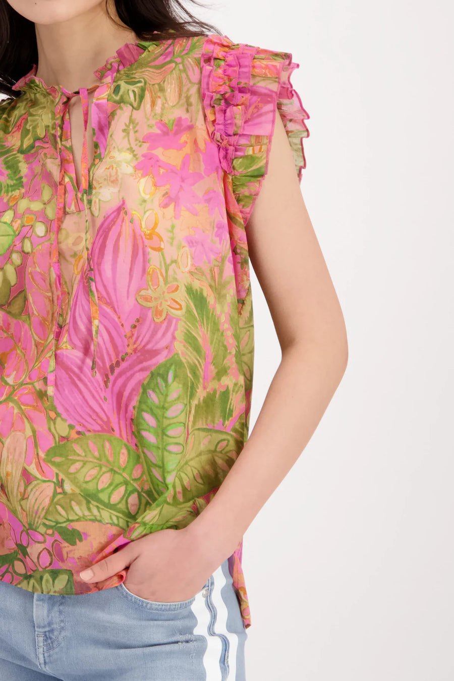 Monari Colour Splash Paisley Floral Print Sleeveless Top