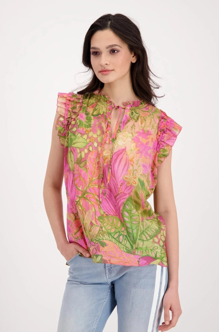 Monari Colour Splash Paisley Floral Print Sleeveless Top