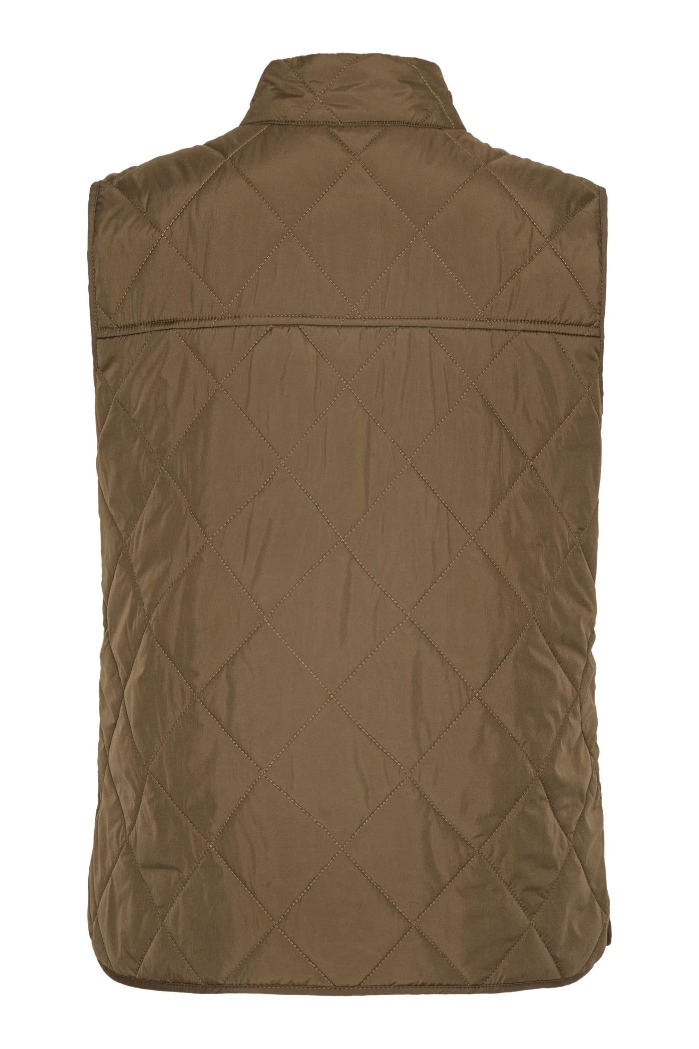Brown quilted vest on a white background