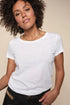 White organic cotton t shirt with o neck. 