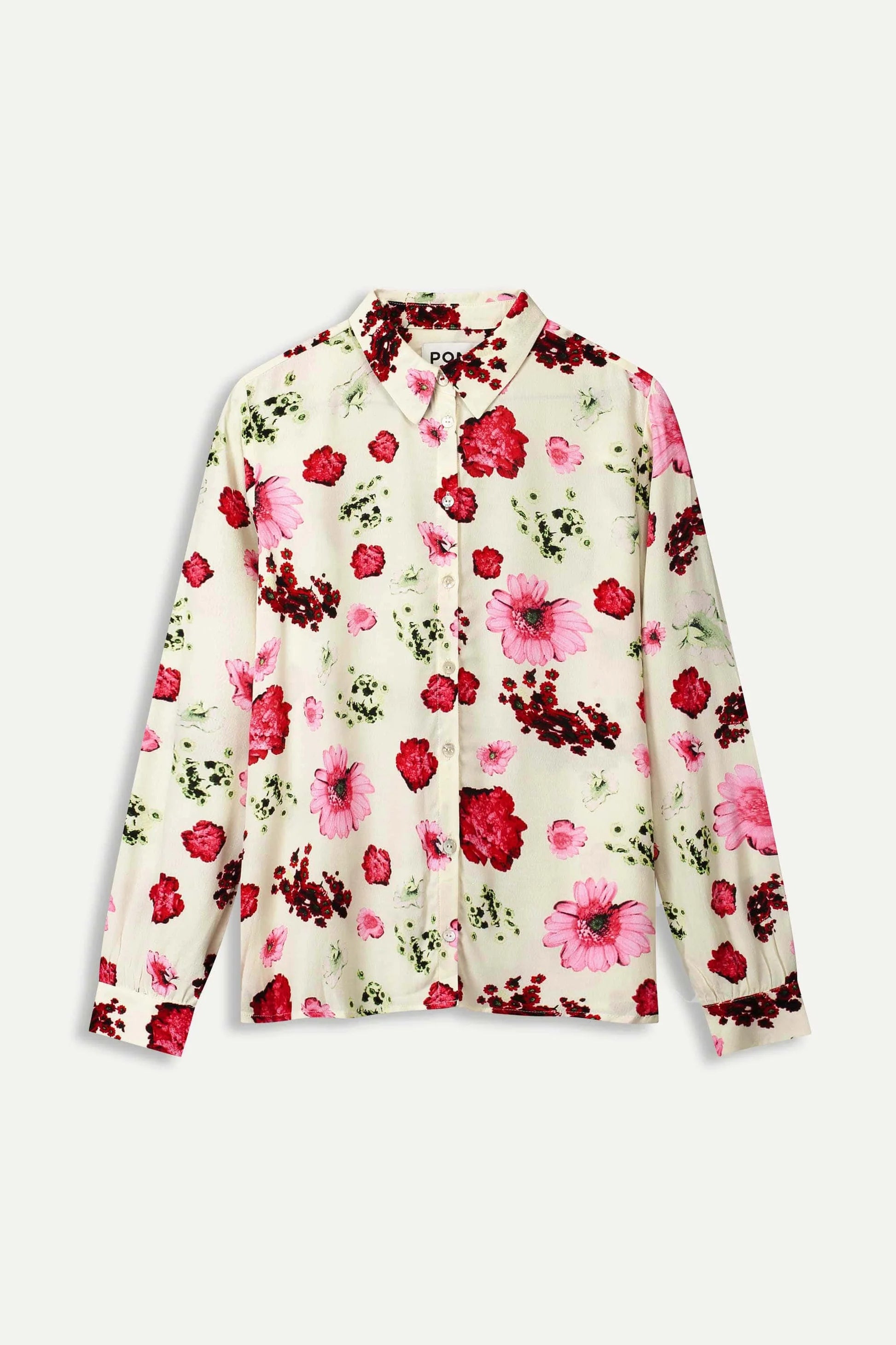  long sleeve floral blouse  against a white background