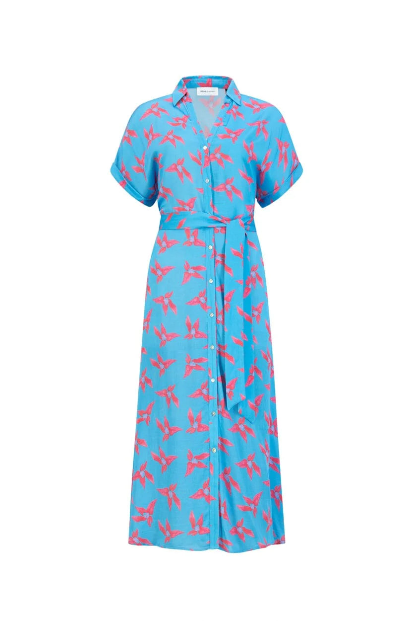 POM Amsterdam Lynn Origami Flower Blue Dress