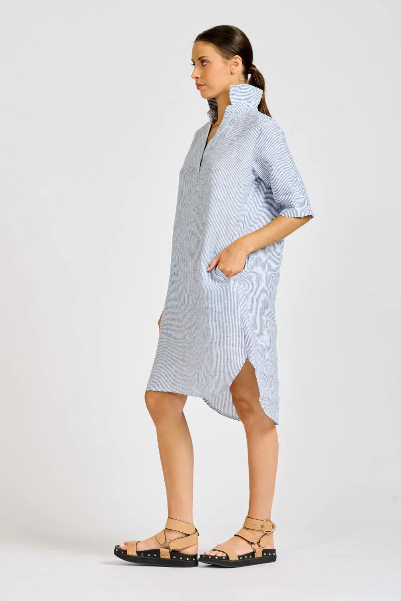 Shirty Linen Popover Dress