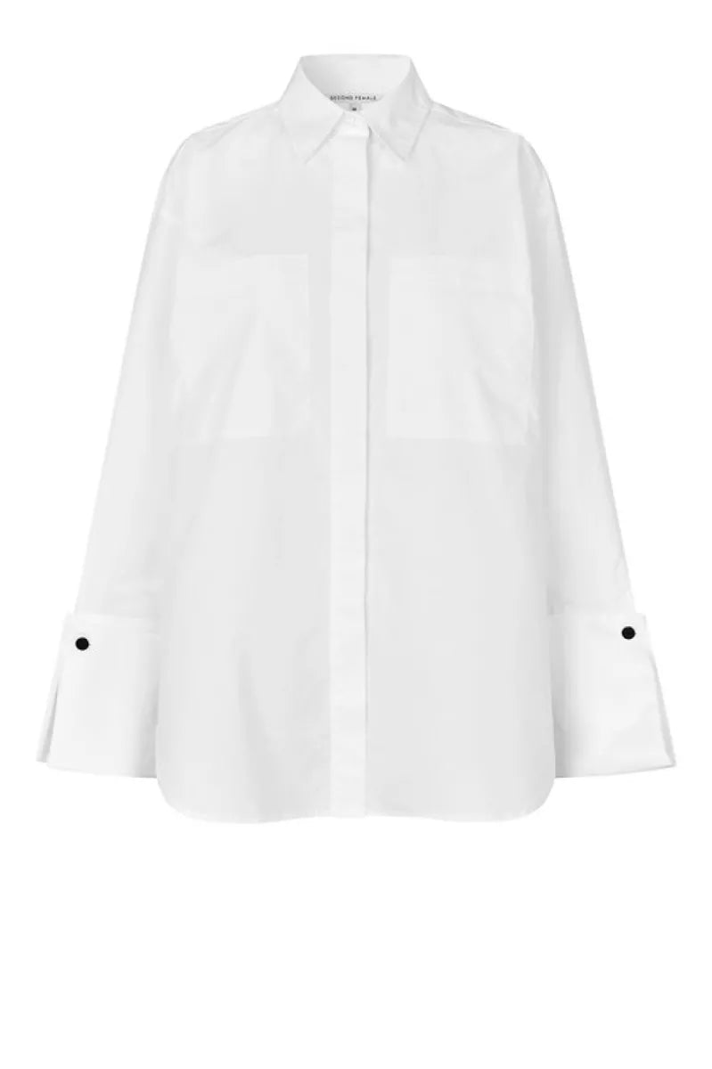 White long sleeve shirt with cuffs. 