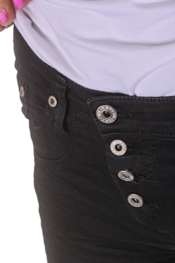 Please Black Button Fly Jeans